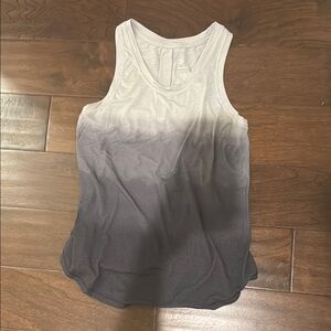 All in Motion White and Gray Tank Top with Ombre Design and Rounded Neckline